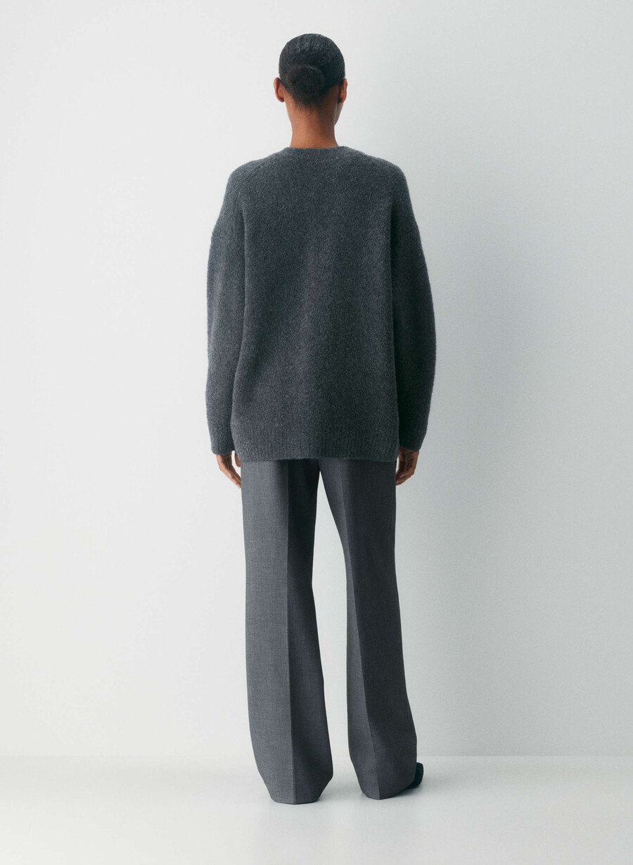 union merino-wollstrickjacke meliert anthrazit