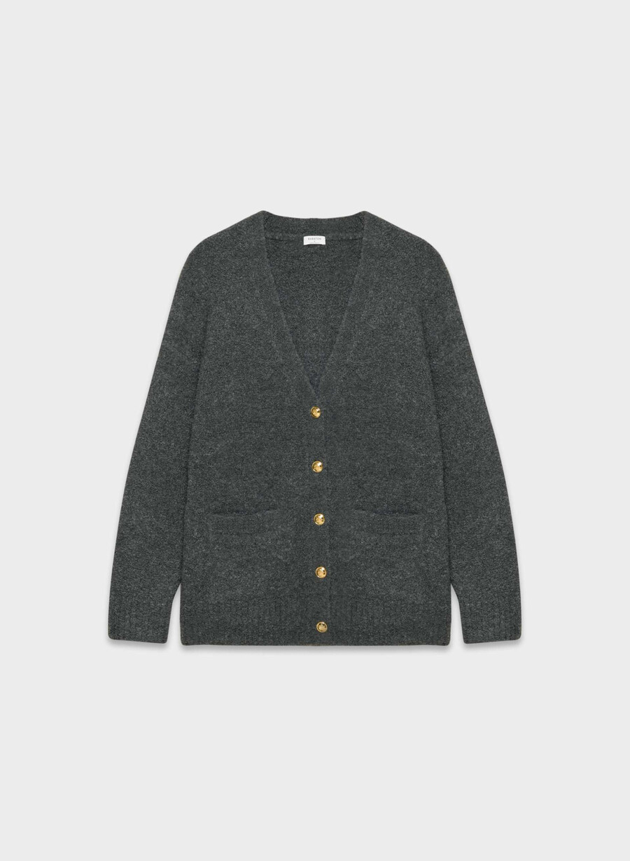 union merino-wollstrickjacke meliert anthrazit