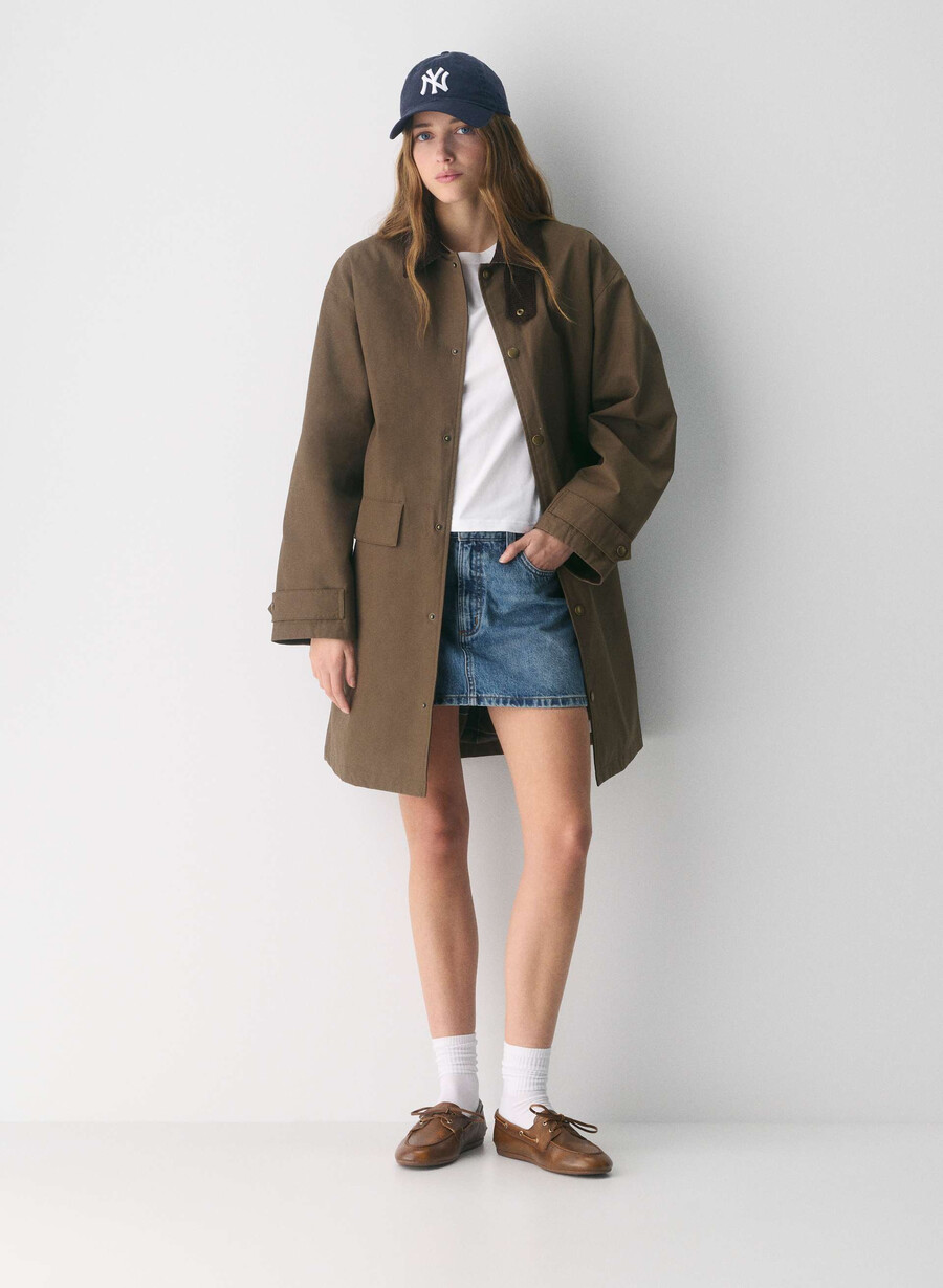 soundwave wachs-trenchcoat ahornbraun