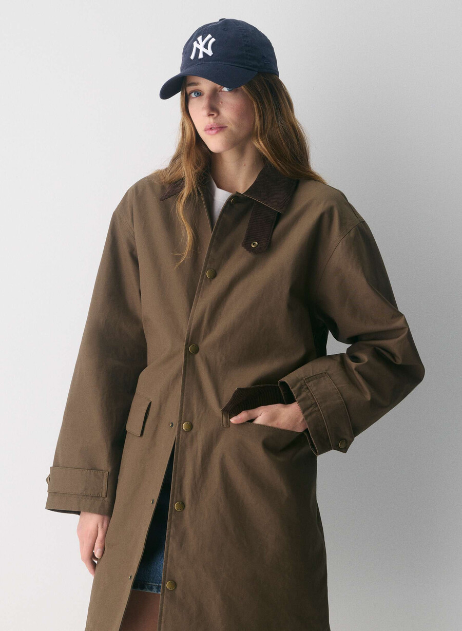 soundwave wachs-trenchcoat ahornbraun