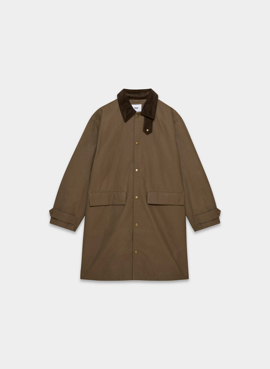 soundwave wachs-trenchcoat ahornbraun