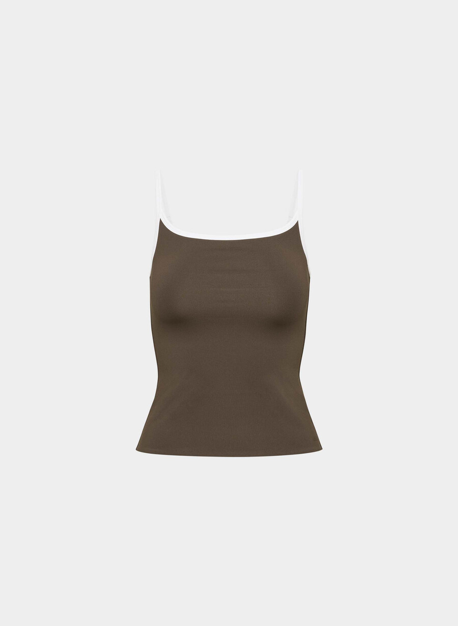 original contour swoop cami tank rich mocha brownwhite