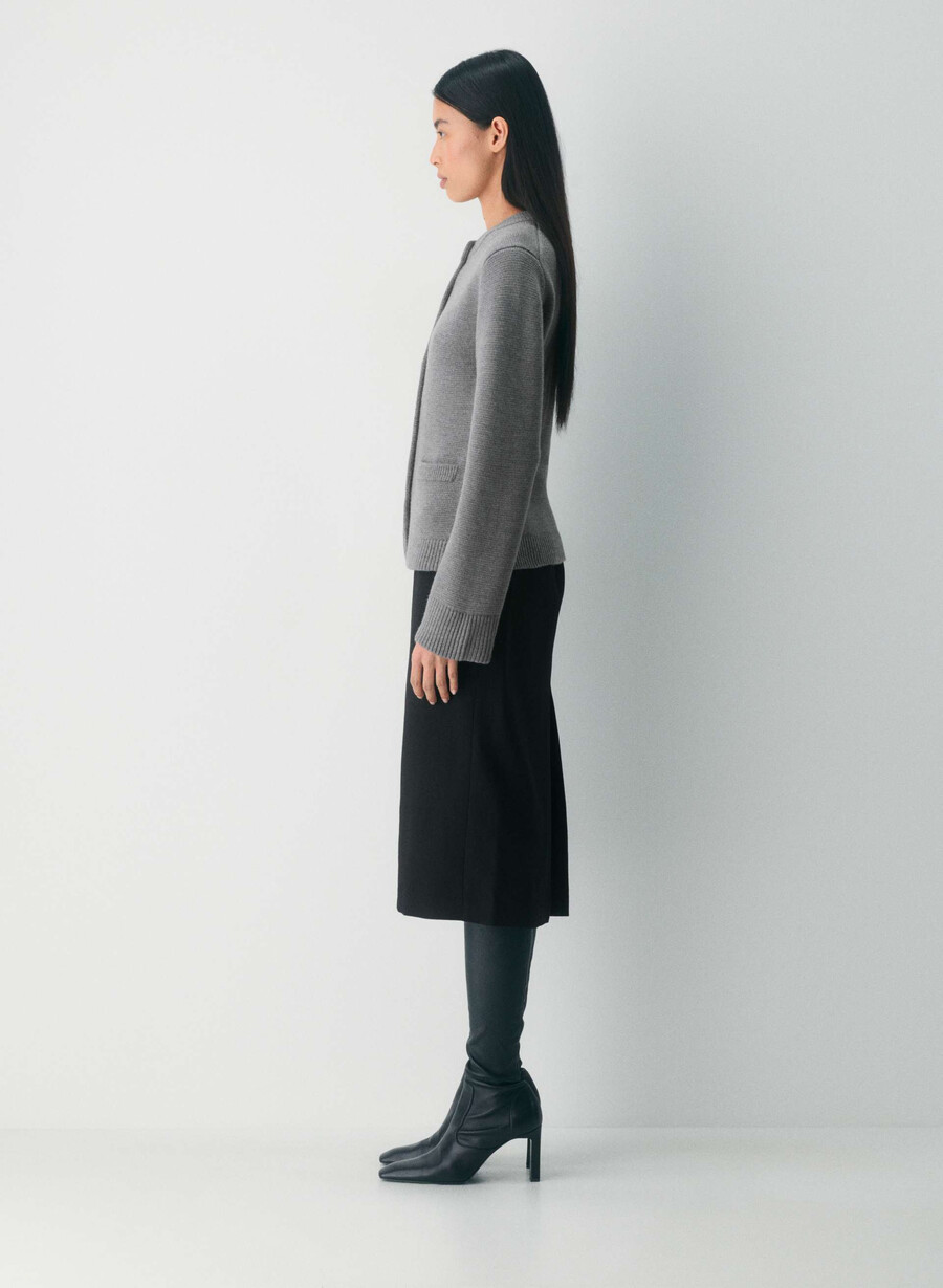 strickjacke aus meraki-merinowolle avorio