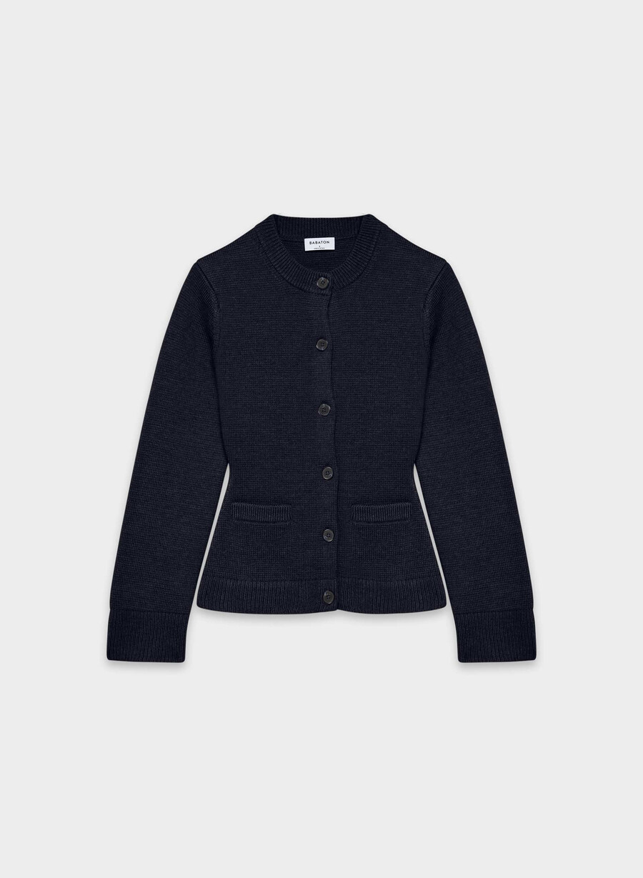 meraki merino-wollstrickjacke in royal navy