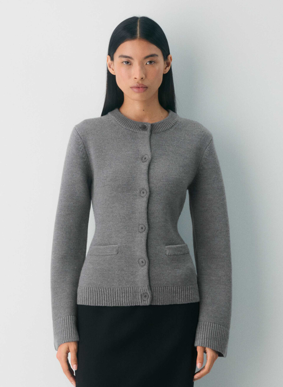 meraki merino-woll-cardigan meliert dunkelgrau
