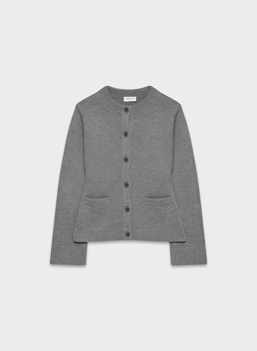 meraki merino-woll-cardigan meliert dunkelgrau