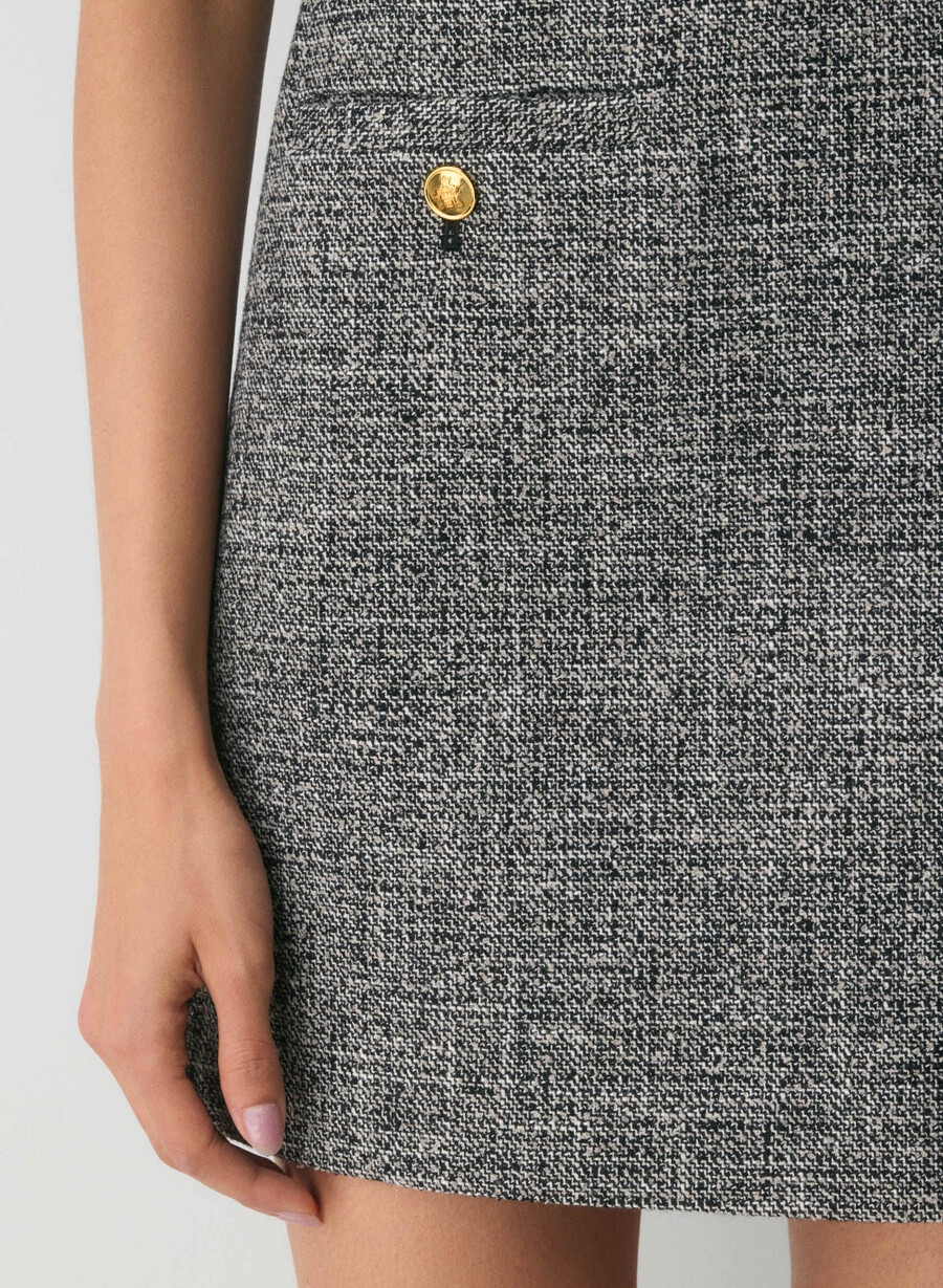 capote-kleid spckl tweed schwarzweiss