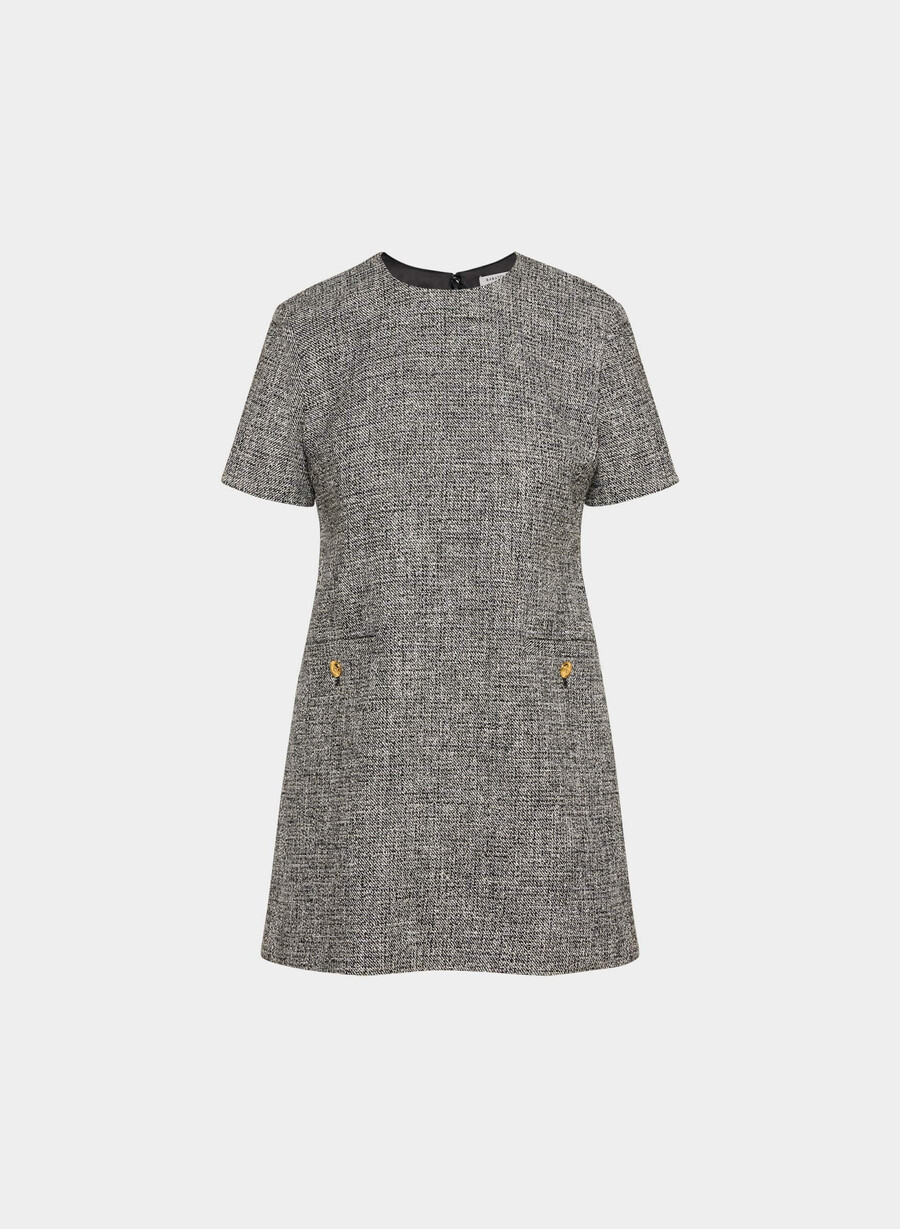 capote-kleid spckl tweed schwarzweiss