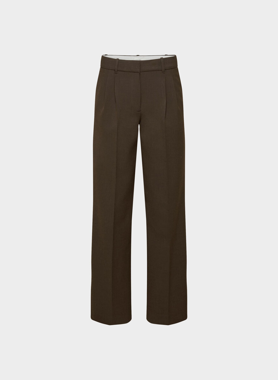 die mühelose hose mit niedrigem bund – reessential heather rich cocoa