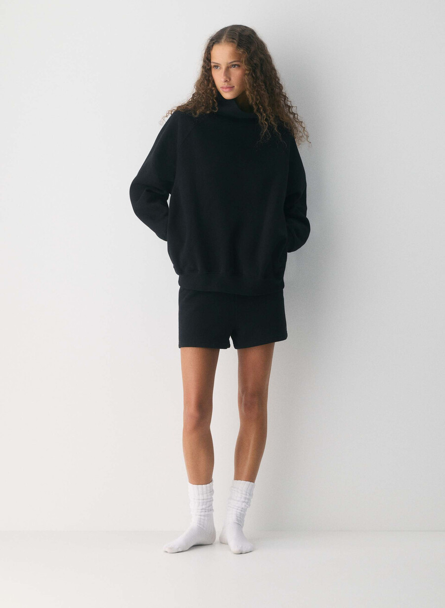 kuscheliges sweatfleece mega raglan stehkragen schwarz
