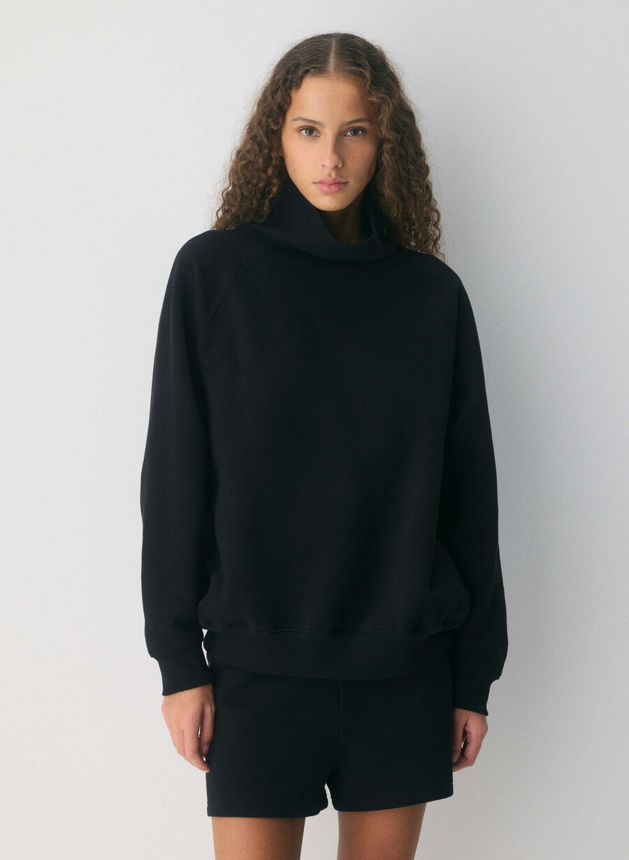 kuscheliges sweatfleece mega raglan stehkragen schwarz