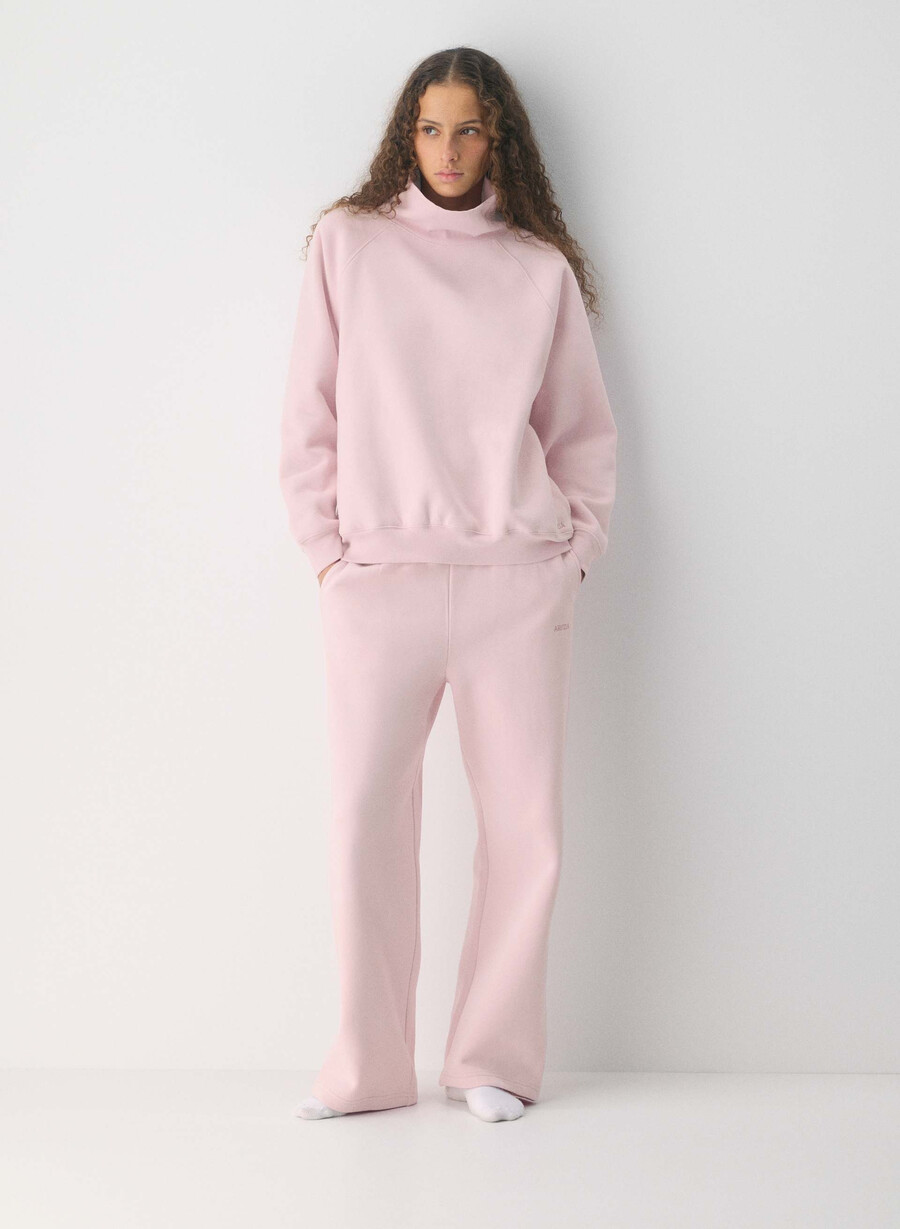 kuscheliges sweatfleece mega raglan stehkragen-shirt in cupid pink
