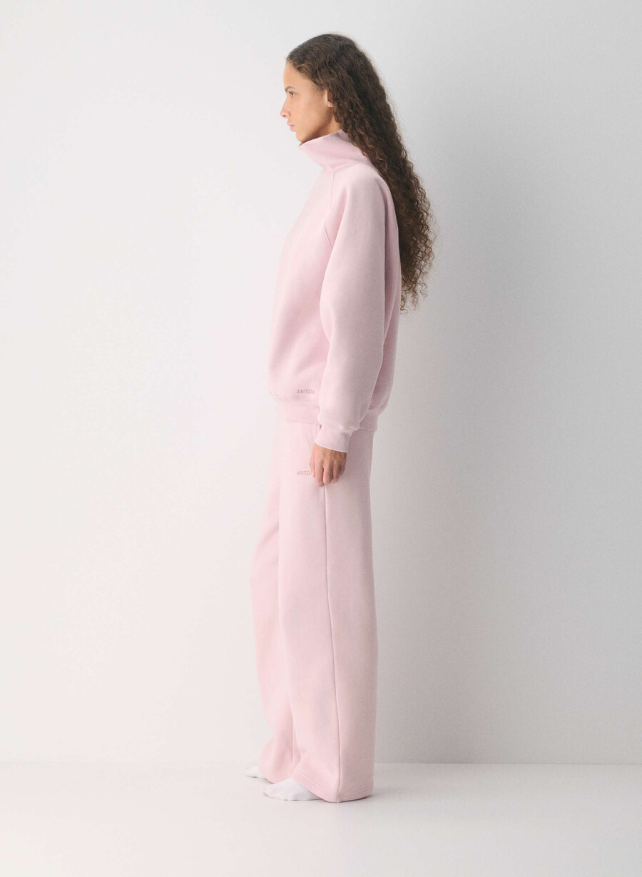 kuscheliges sweatfleece mega raglan stehkragen-shirt in cupid pink