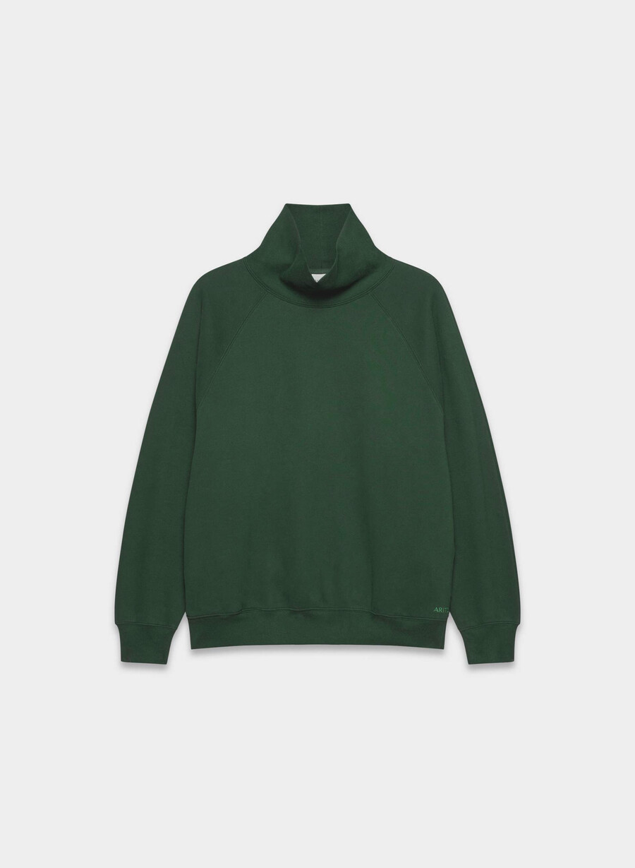 kuscheliges sweatfleece mega raglan stehkragen-shirt campus green