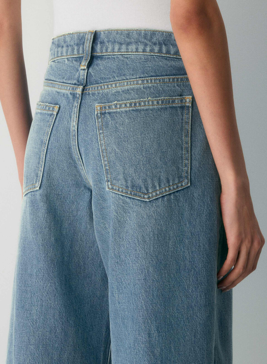 denim forum christy relaxed super lo-rise wide jeans vintage mittelblau