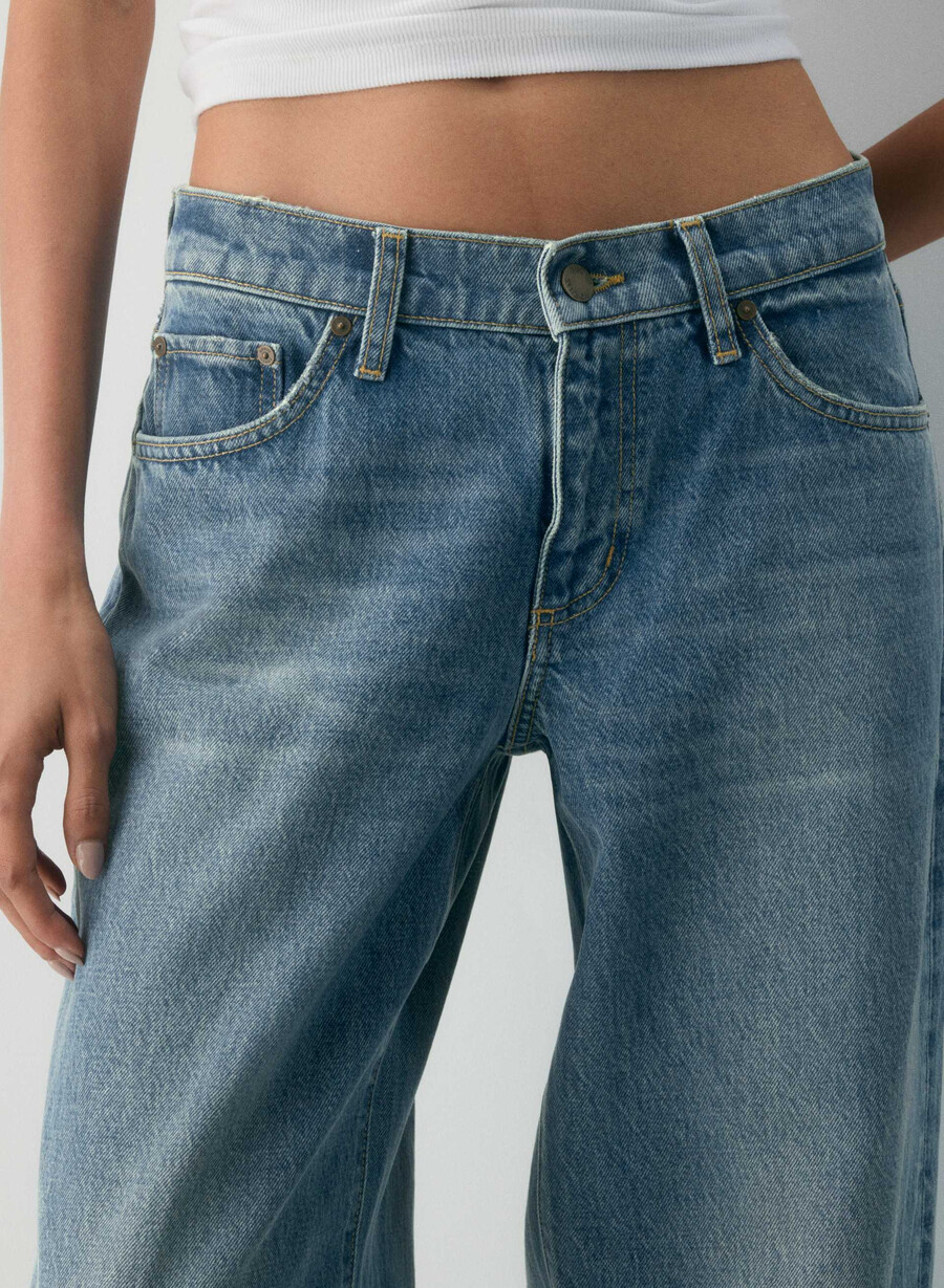 denim forum christy relaxed super lo-rise wide jeans vintage mittelblau