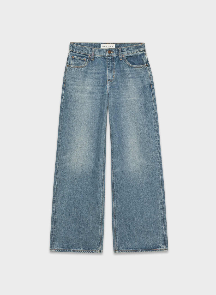denim forum christy relaxed super lo-rise wide jeans vintage mittelblau