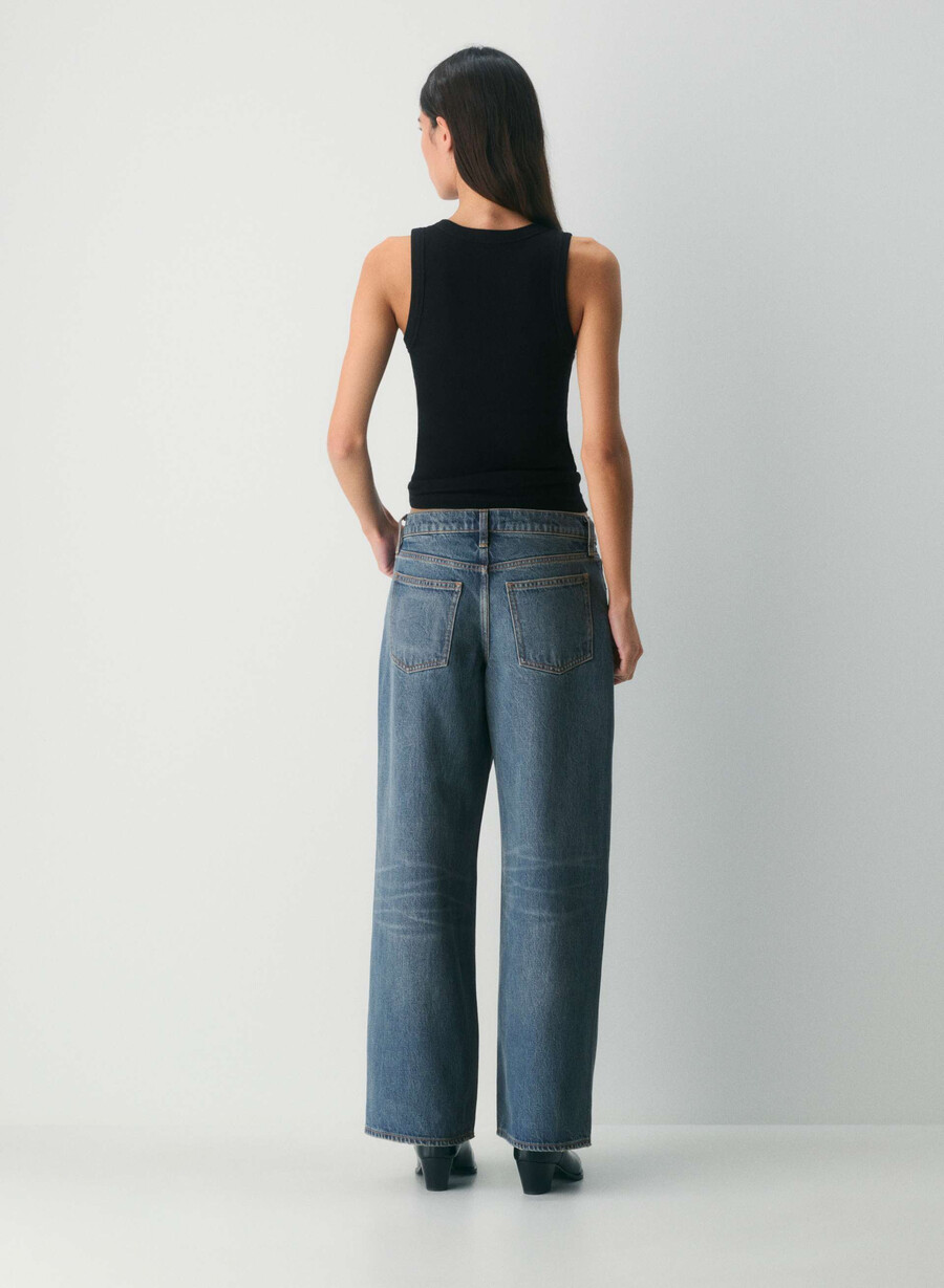 denim forum christy relaxed super lo-rise wide jeans vintage dunkelblau