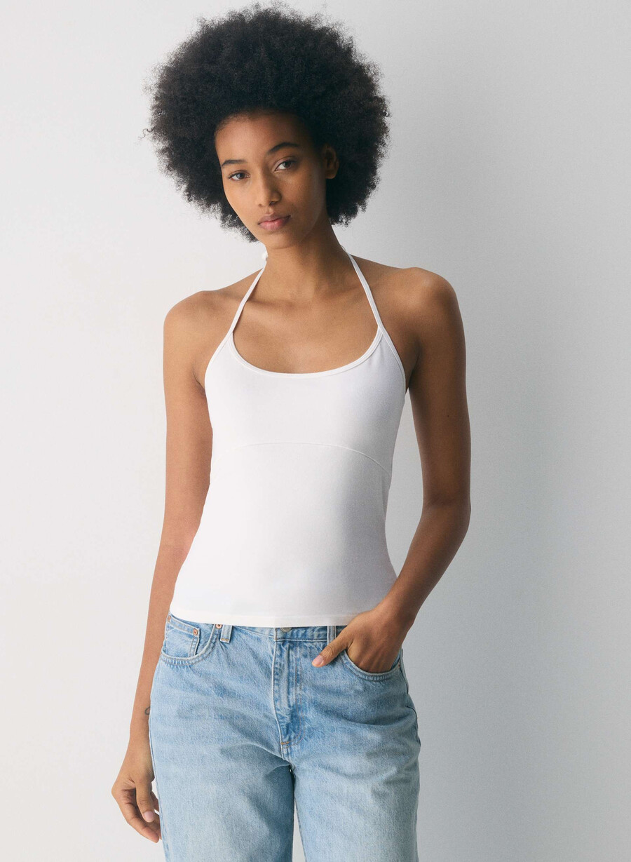 homestretch smooth deejay halter top weiss