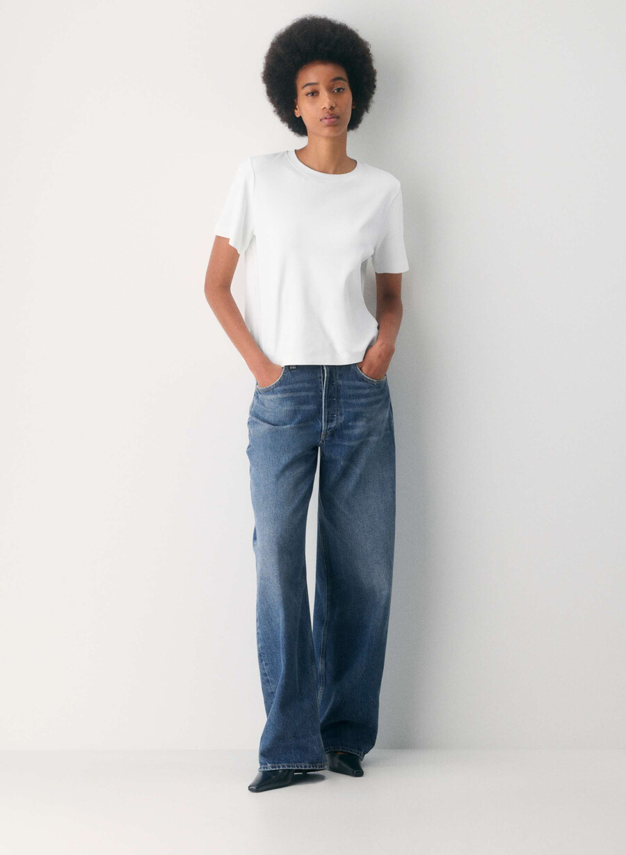 citizens of humanity ayla baggy cuffed jeans claremont blue
