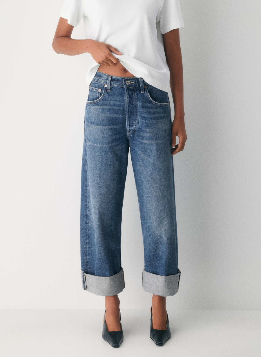 citizens of humanity ayla baggy cuffed jeans claremont blue