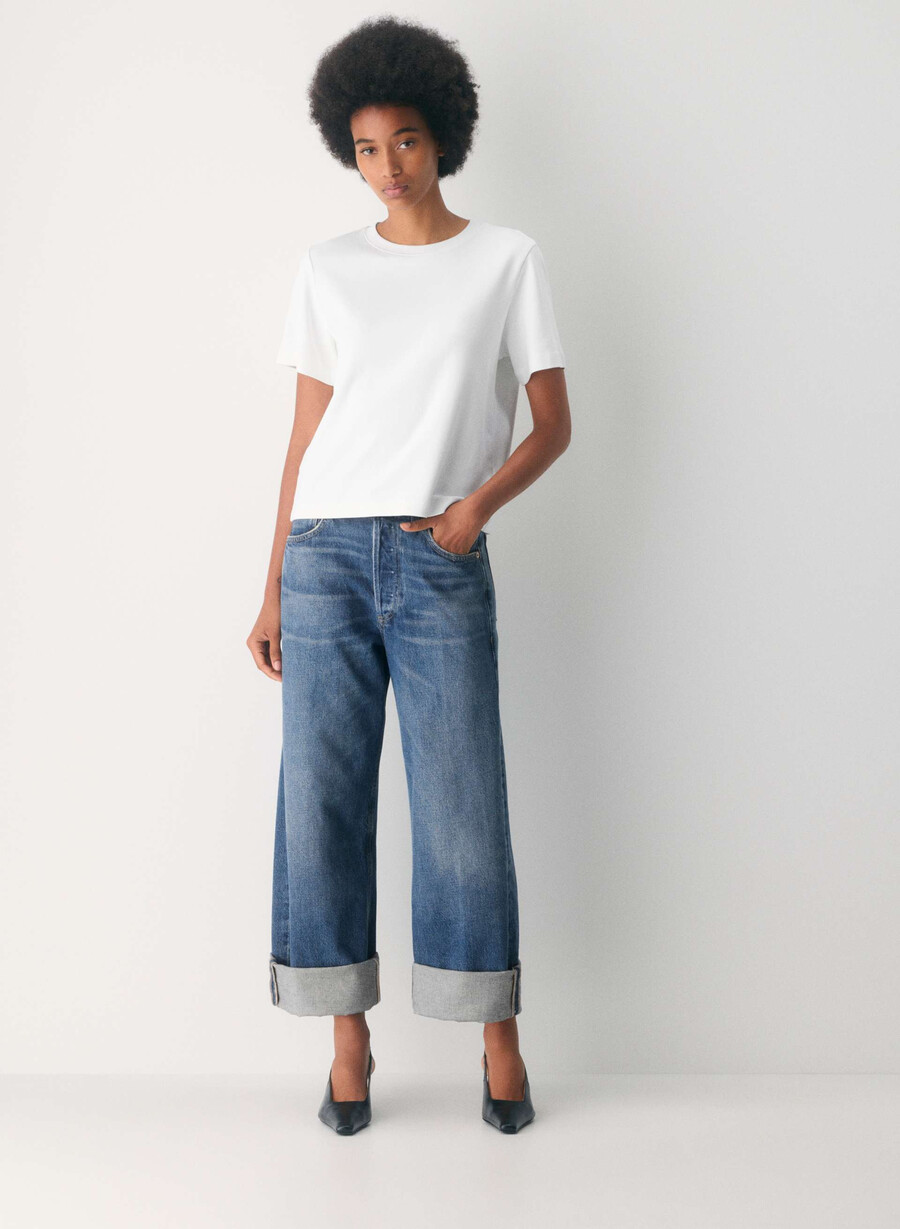 citizens of humanity ayla baggy cuffed jeans claremont blue