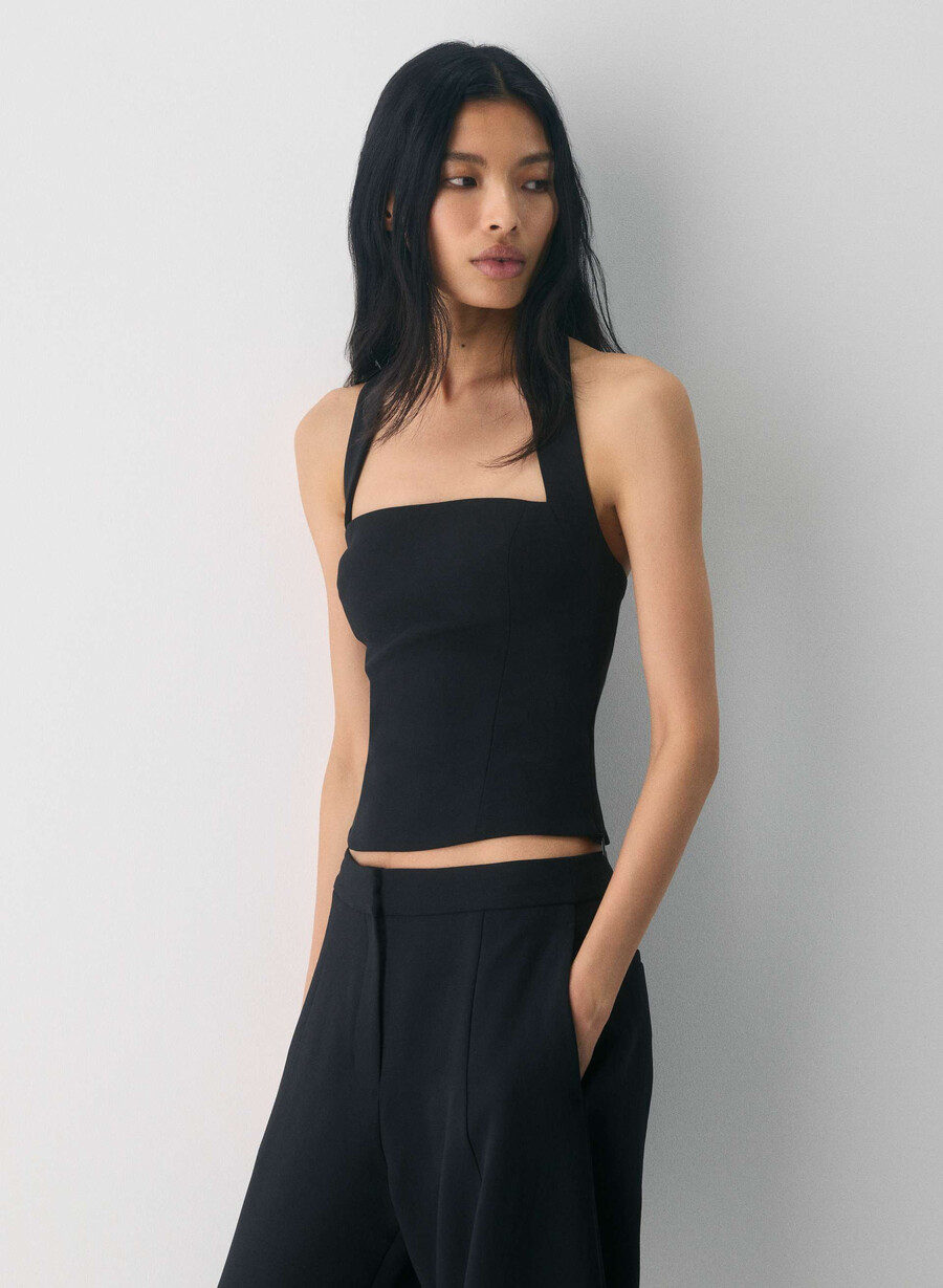 whisper halter top - crepette schwarz