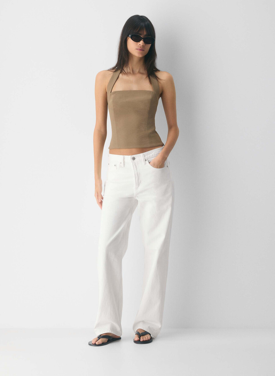 whisper halter top - crepette folio braun