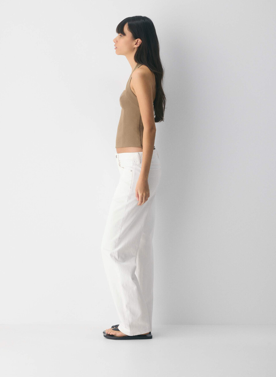 whisper halter top - crepette folio braun