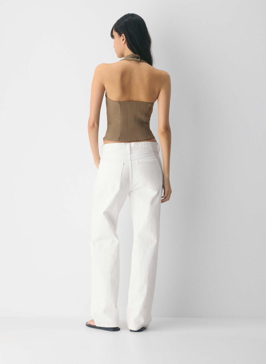 whisper halter top - crepette folio braun