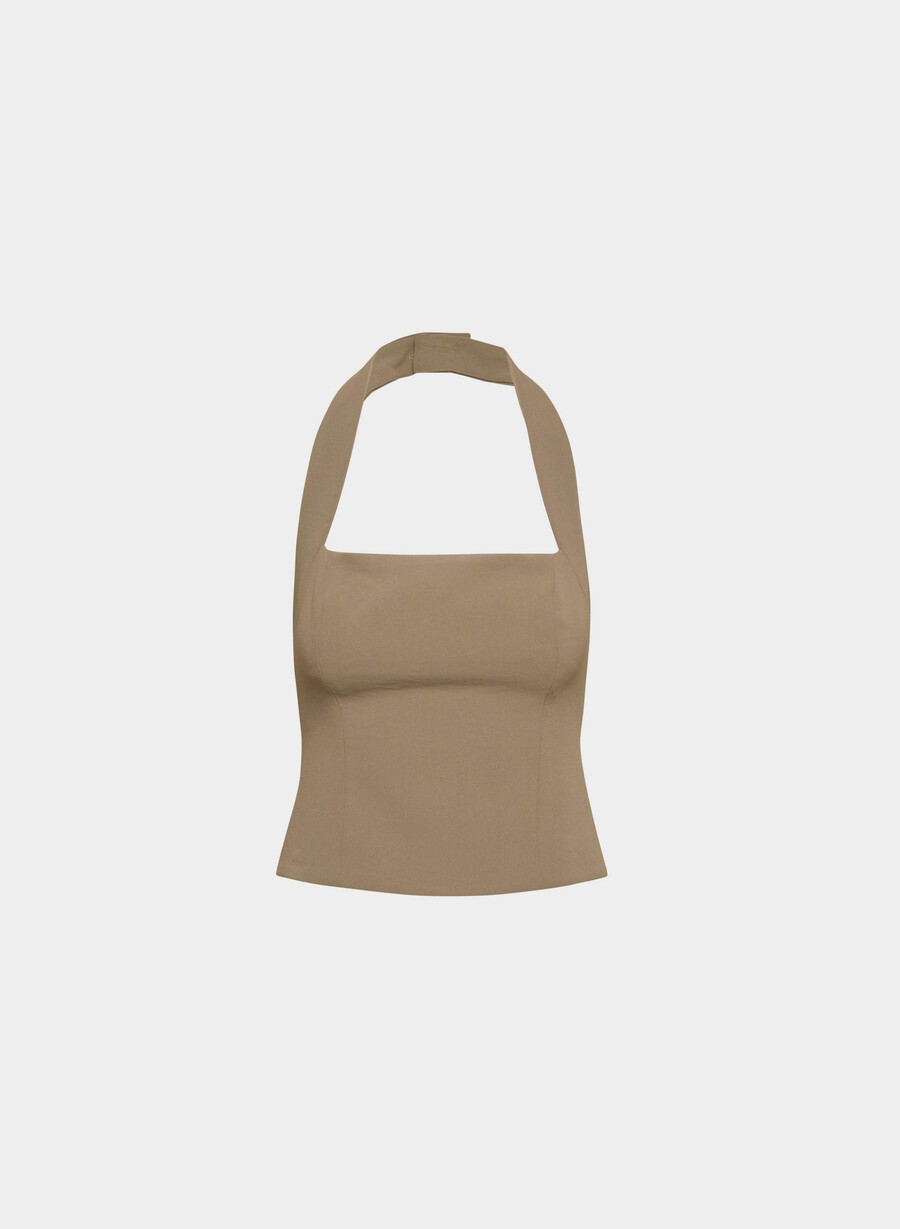 whisper halter top - crepette folio braun