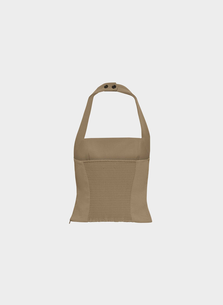 whisper halter top - crepette folio braun