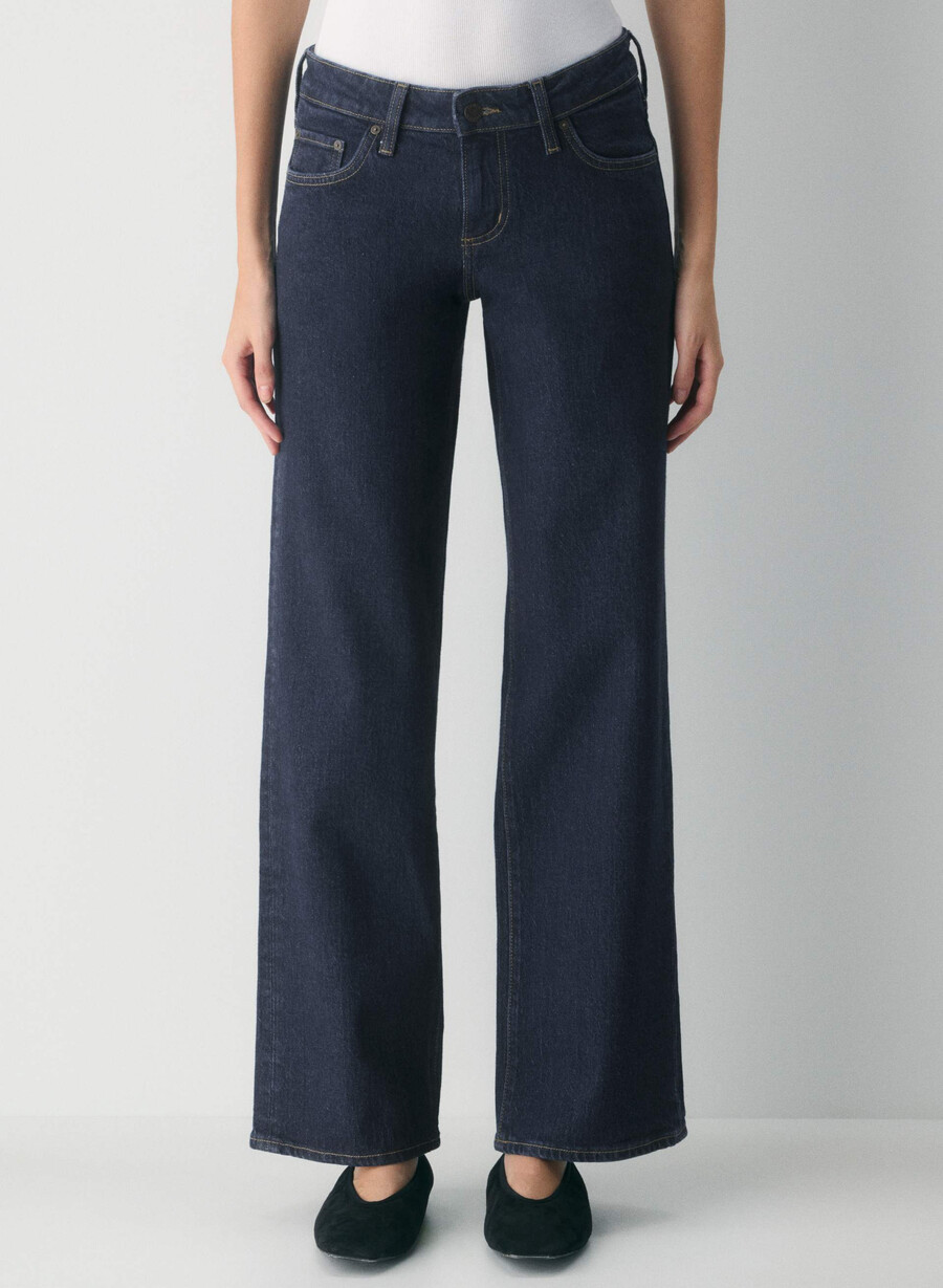 denim forum pam super lo-rise wide jeans no-stress dunkelblau