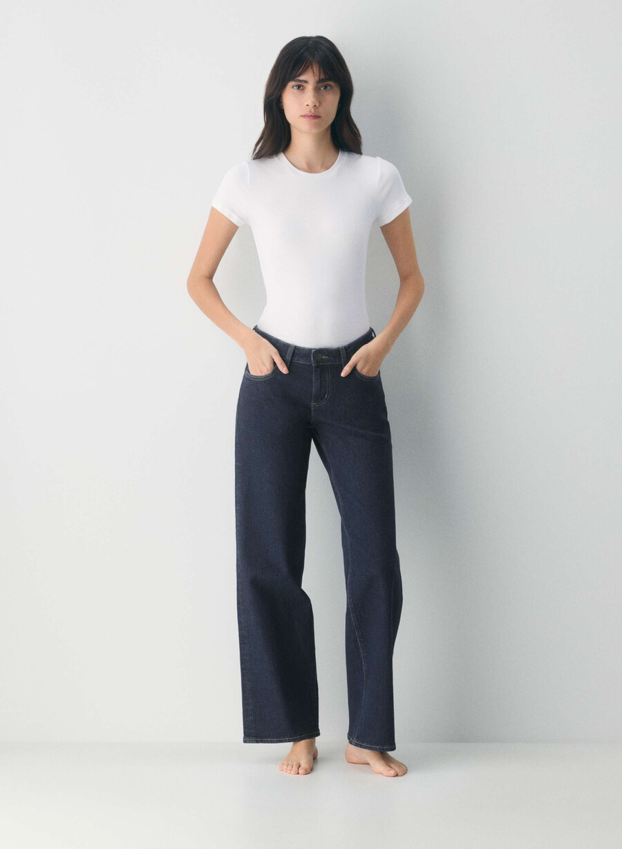 denim forum pam super lo-rise wide jeans no-stress dunkelblau