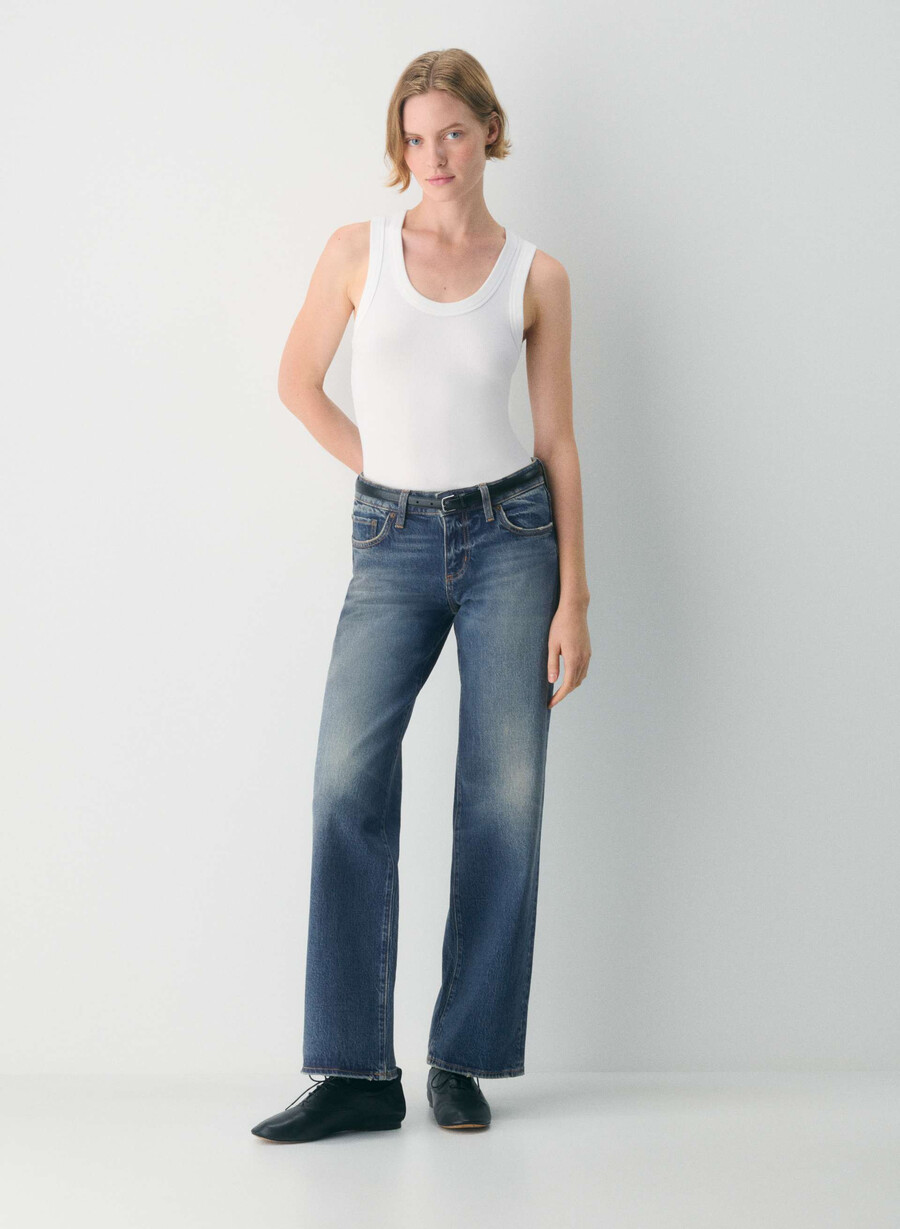 denim forum pam super lo-rise wide jeans vintage dunkelblau