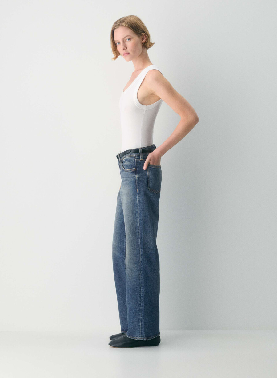 denim forum pam super lo-rise wide jeans vintage dunkelblau
