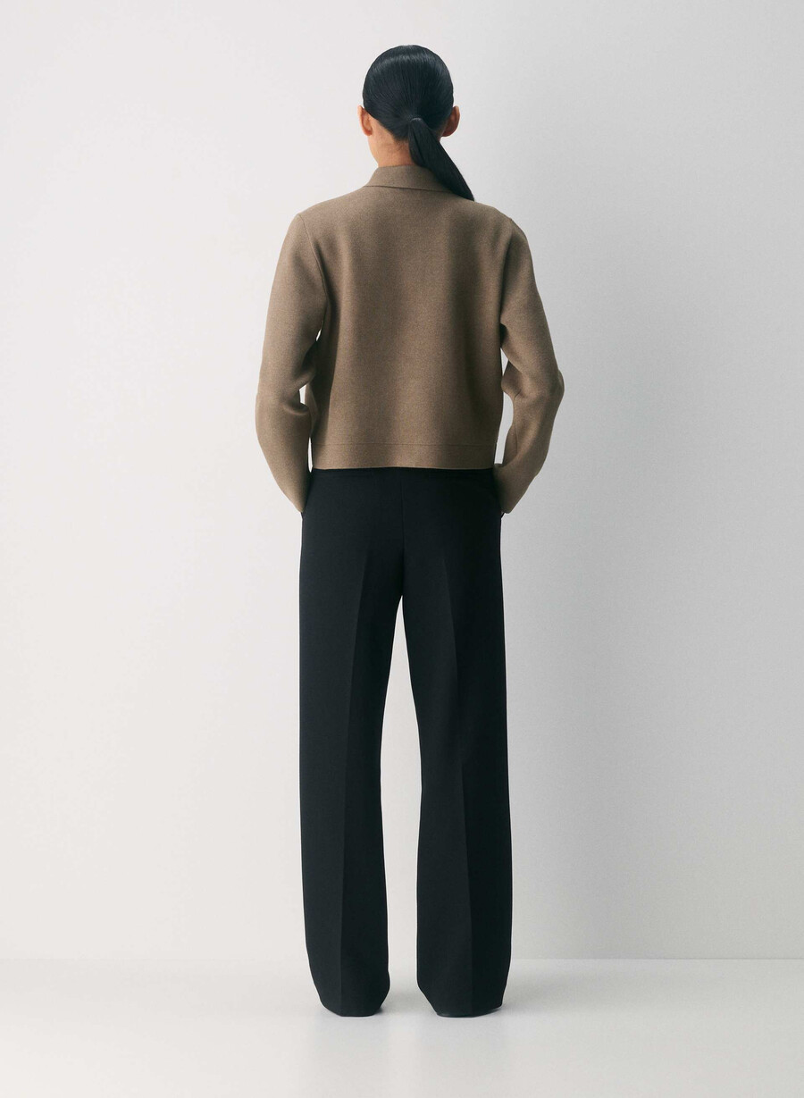 new society cardigan - wonder yarn heather folio brown