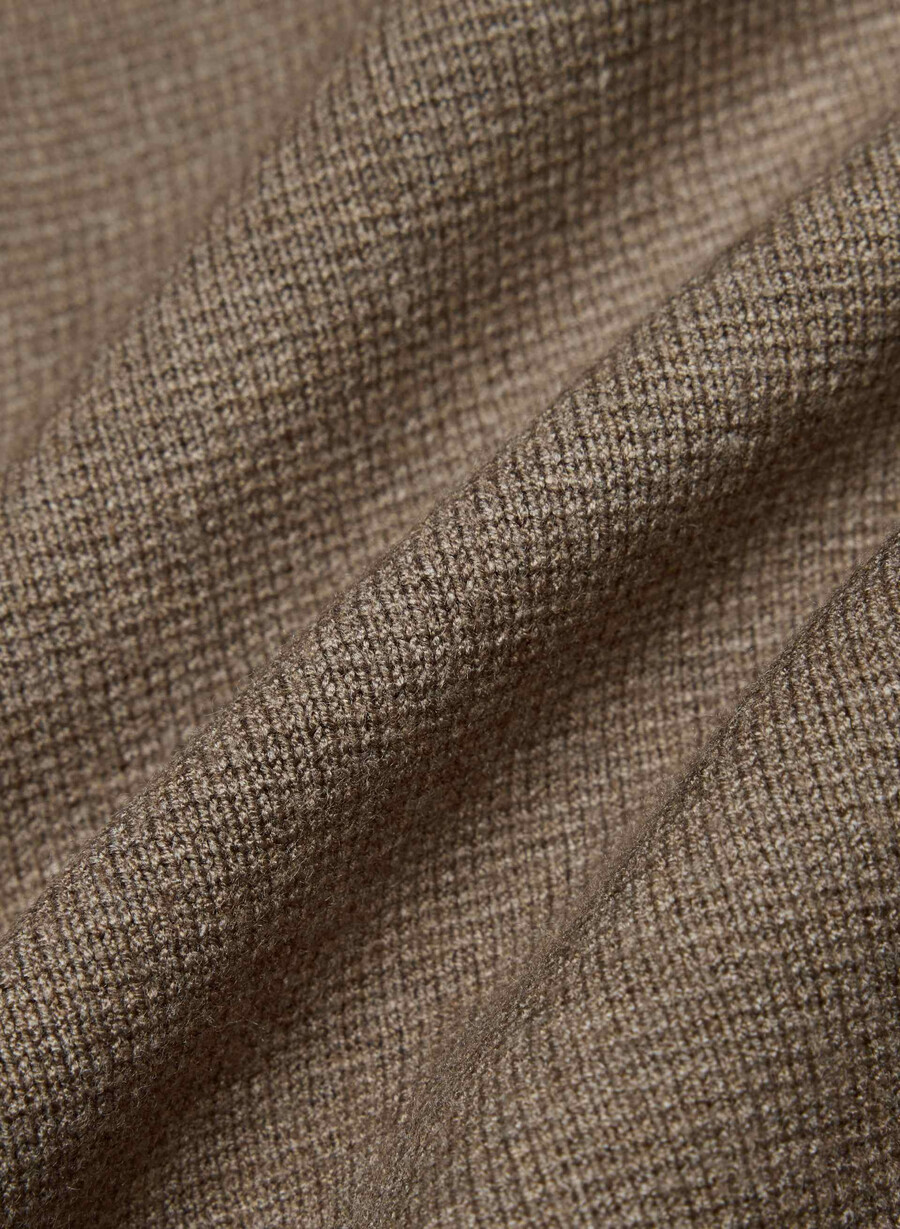 new society cardigan - wonder yarn heather folio brown