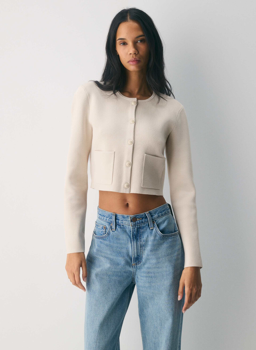 notable cardigan - wonder yarn matte pearl