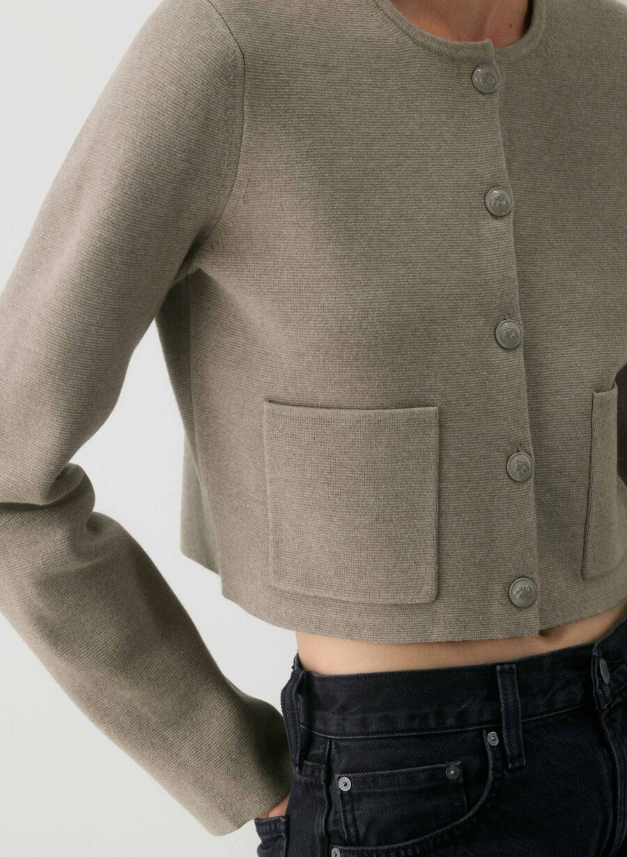 notable cardigan - wonder yarn heather nomad taupe