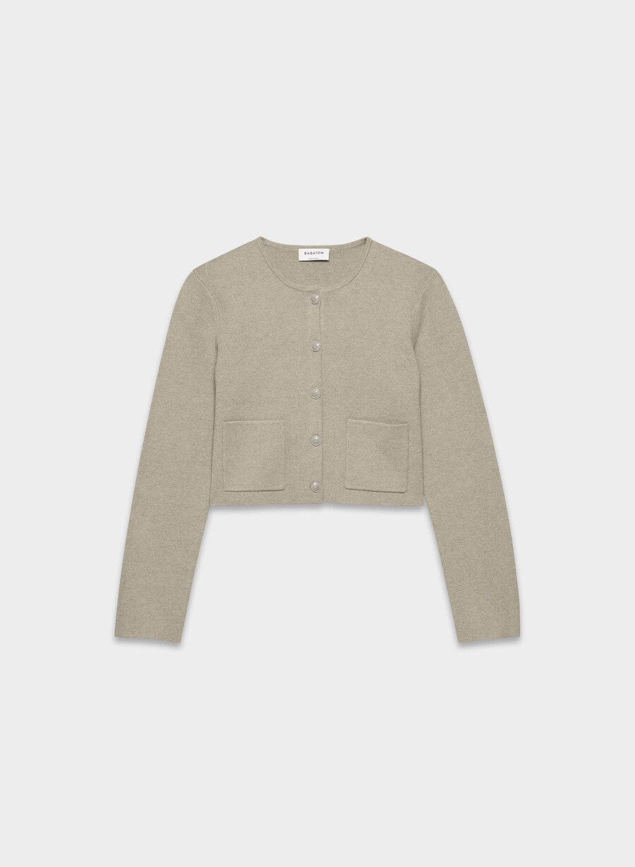 notable cardigan - wonder yarn heather nomad taupe