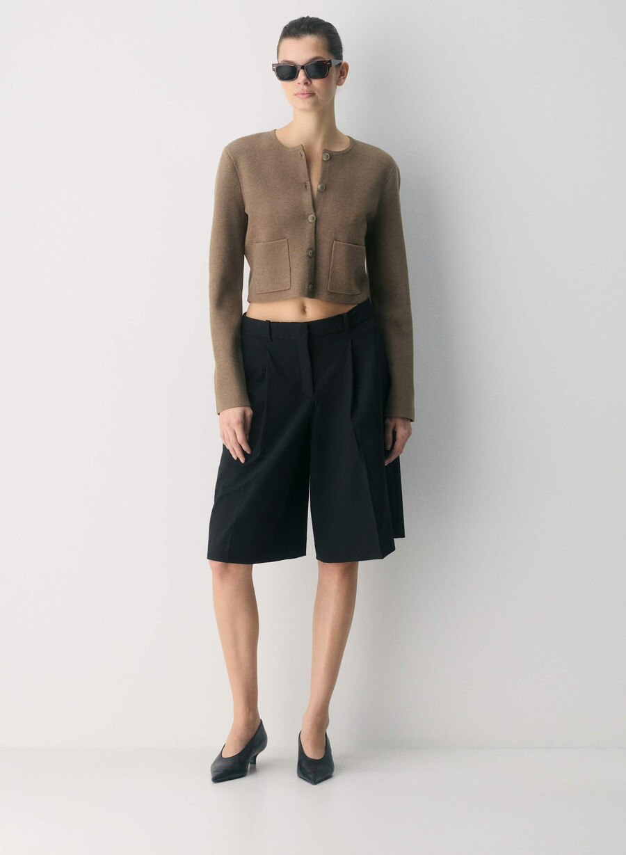 notable cardigan - wonder yarn heather folio brown