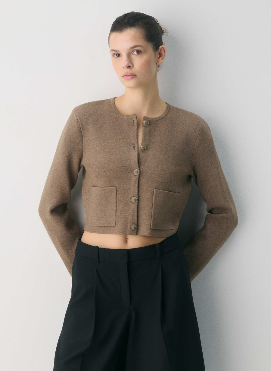 notable cardigan - wonder yarn heather folio brown