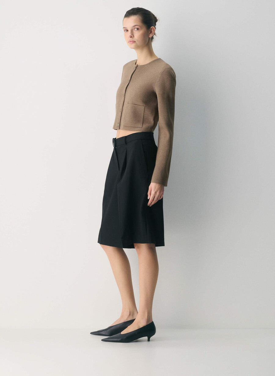 notable cardigan - wonder yarn heather folio brown