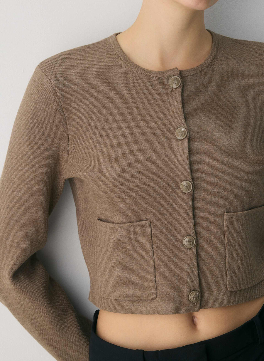 notable cardigan - wonder yarn heather folio brown