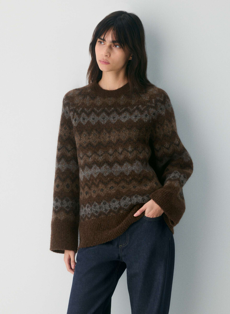 harlow pullover dunkelbraun mehrfarbig