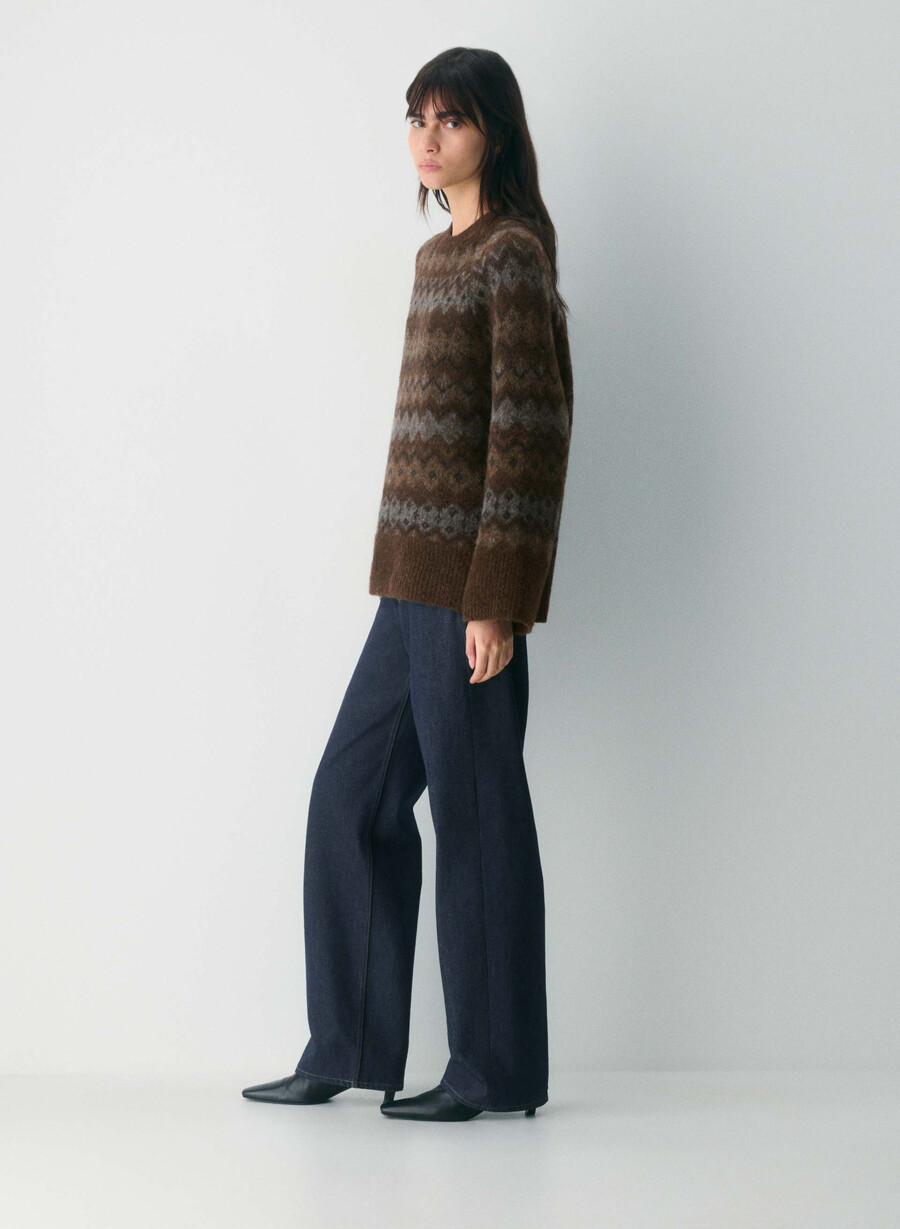 harlow pullover dunkelbraun mehrfarbig