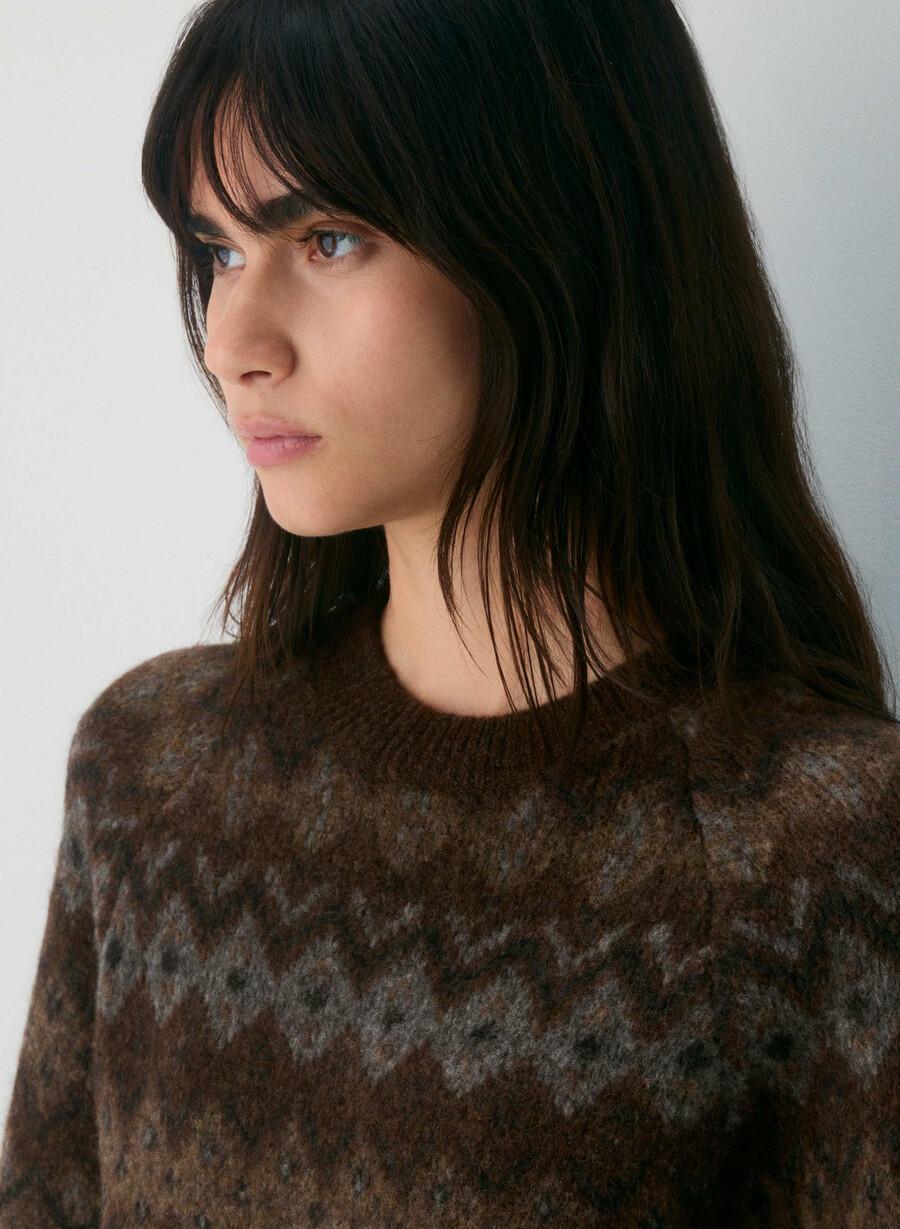 harlow pullover dunkelbraun mehrfarbig