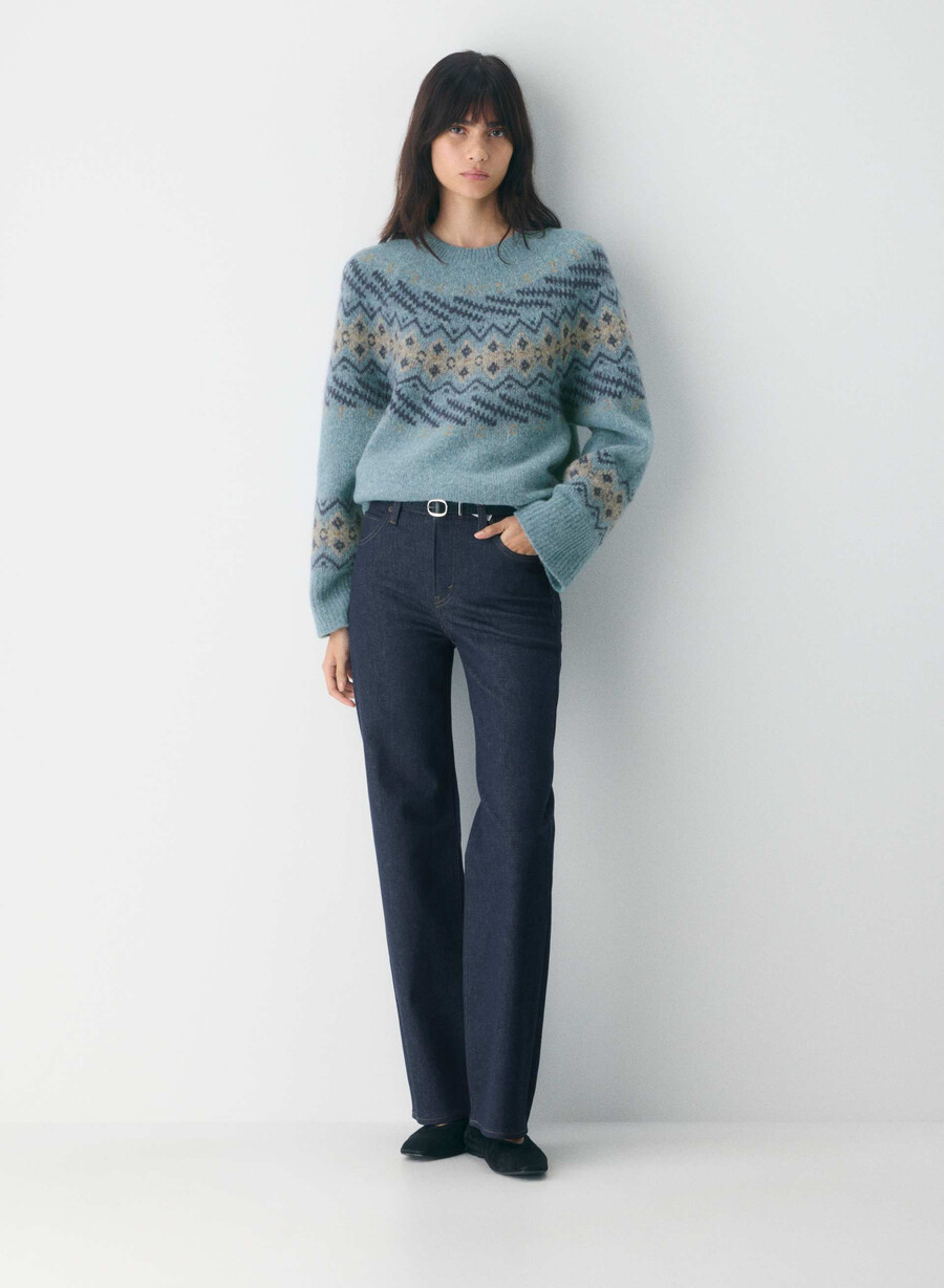 harlow pullover mittelblau mehrfach