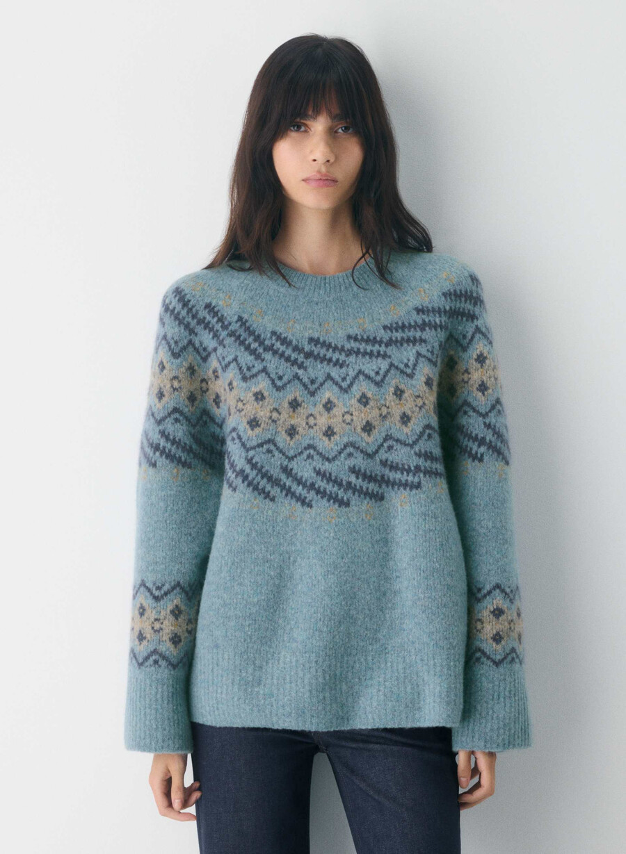 harlow pullover mittelblau mehrfach